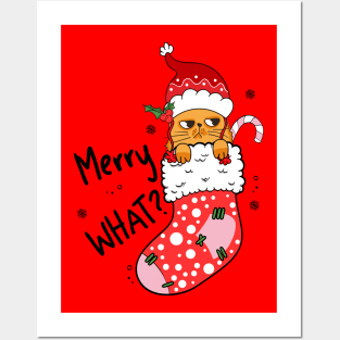 Merry What? Angry Christmas Cat Posters and Art